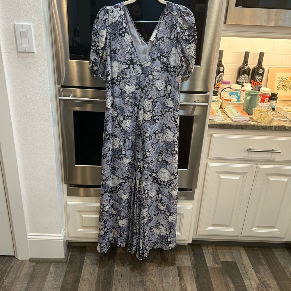 Ganni Elm Georgette Maxi Dress no size tag M? GUC